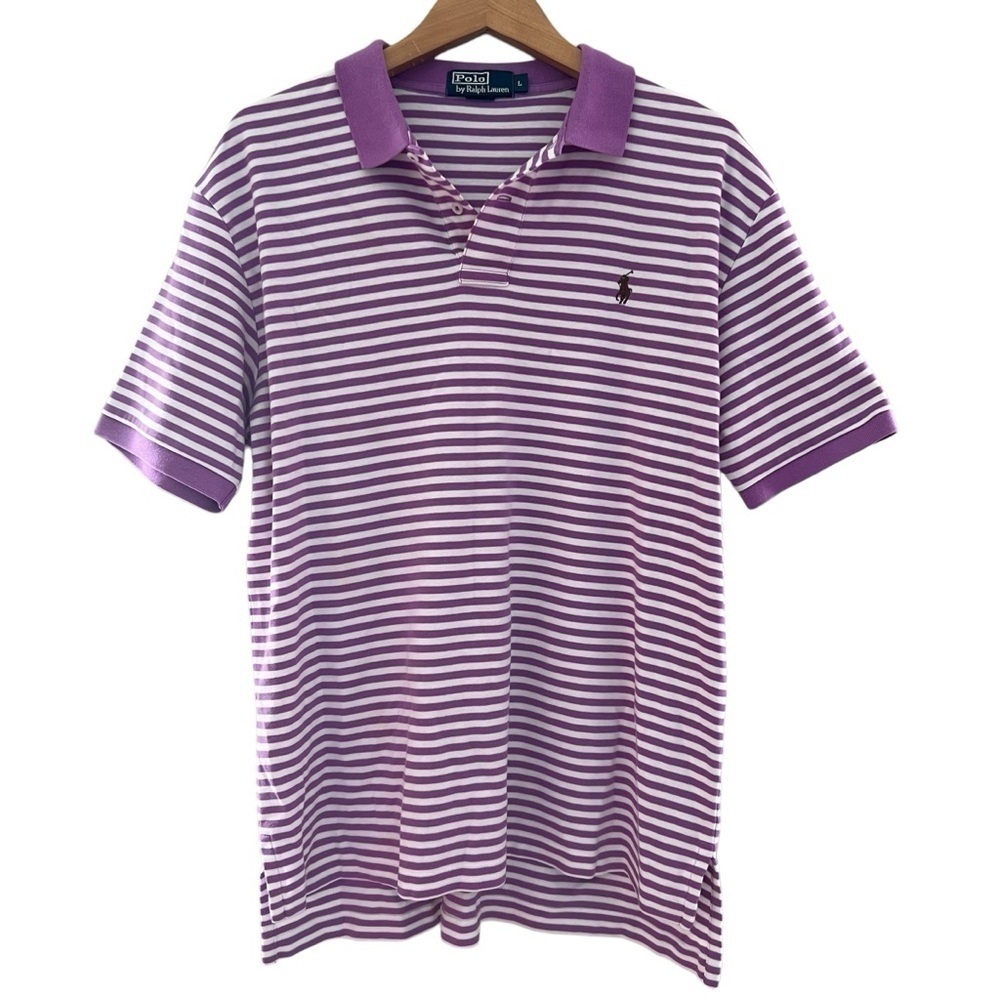 Polo Lavendar Striped Polo Size Large